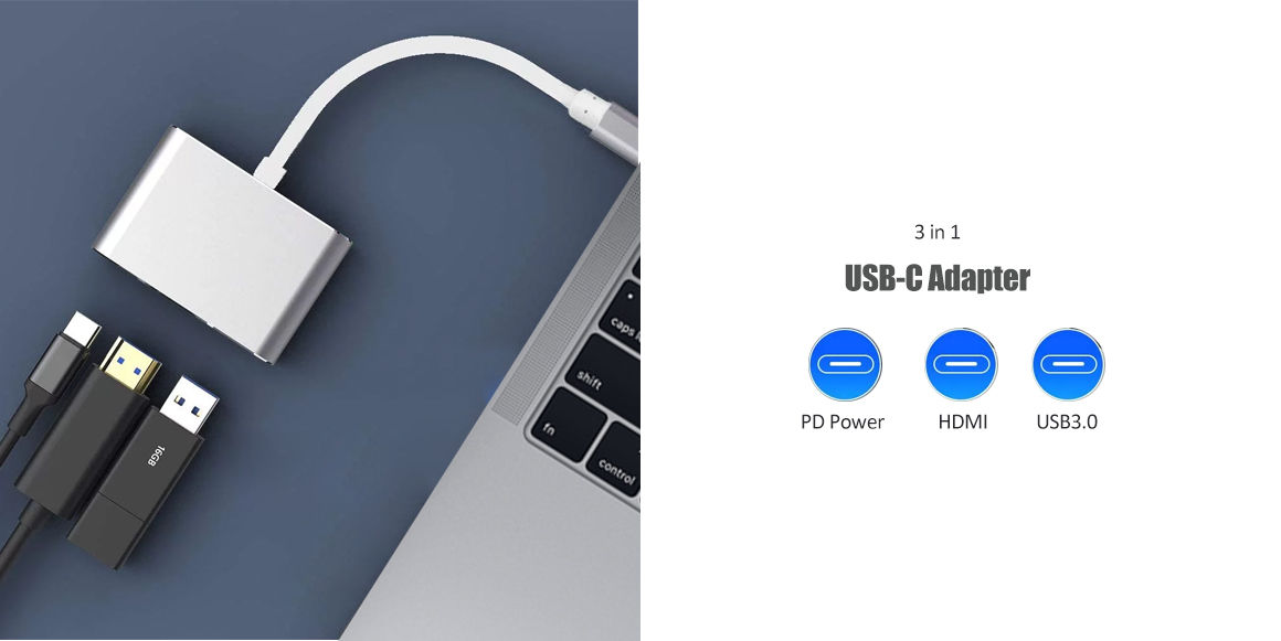 3 in 1 Type C To HD MI-Compatible USB 3.0 Charging Adapter Hub For Mac Air Pro Huawei Mate10 Samsung S8 Plus
