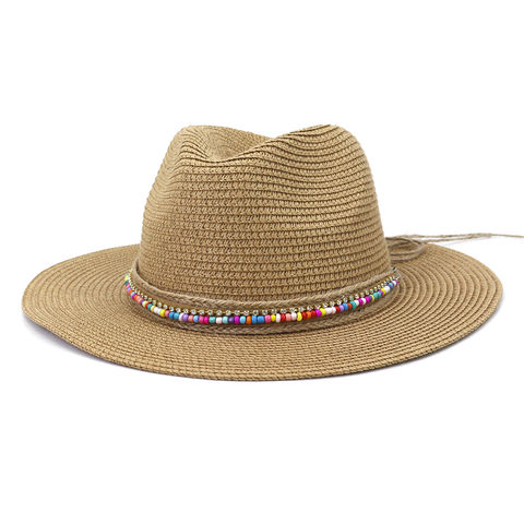 Femme Homme Chapeau De Paille Panama Chapeau Été Large Bord