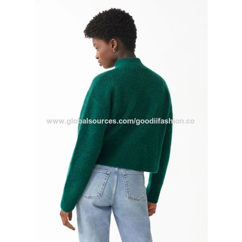 Essentials Suéter ligero de manga larga con cuello alto falso para  mujer