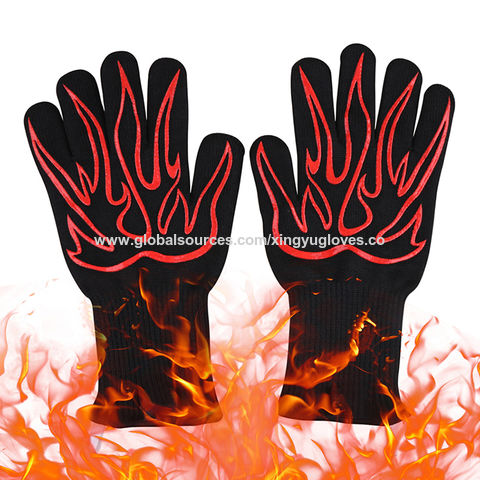 Guantes de barbacoa de silicona para altas temperaturas Anti-Skid y Flame  Resistant BBQ Cooking Guantes - China Guantes resistentes al calor, guantes