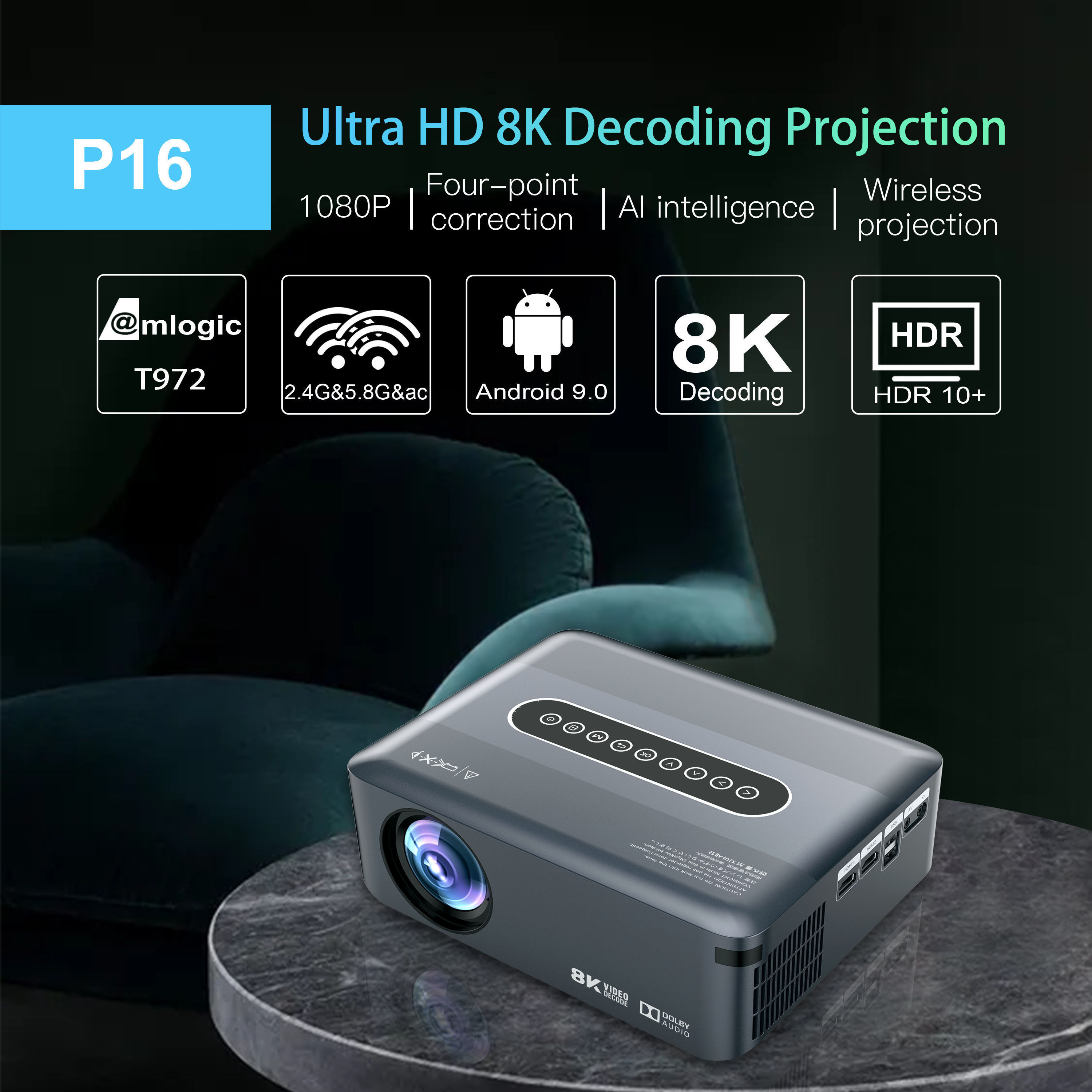 Compre 200 Pulgadas Portátil Full Hd 1080p Lcd Proyector 15000-lumen  Android11 Os Incorporado Wifi/bluetooth/ Hifi Altavoz Para El Aula  Inteligente y Proyector de China por 86 USD