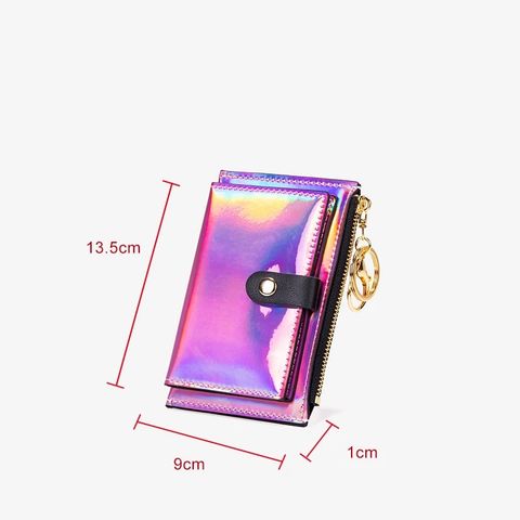 Super Thin Small Credit Card Holder Wallet Women's PU Leather Key Chain ID  Card Case Slim Female Ladies Mini Change Coin Purse