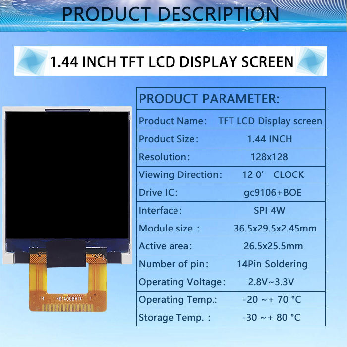 Écran LCD couleur Panneau d'affichage LCD TFT Interface SPI de 1,44 pouces  cran d'affichage cblage outillage tableau - SURENHAP - Cdiscount Bricolage