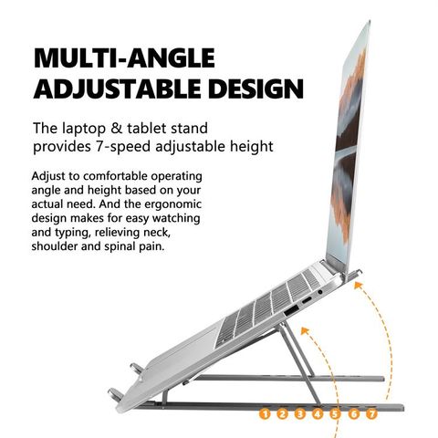 Support Pour Ordinateur Portable Pliable , Angle Réglable 6 Niveaux