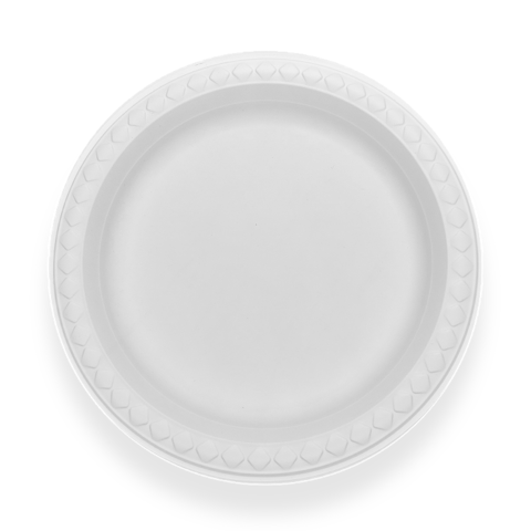 Plant-Based Pearl White Compostable Plates, 9 Inch Round