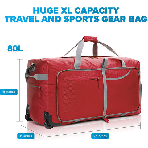 Brown Custom Rolling Duffle Bag with Wheels Waterproof Wheeled Travel  Duffel Luggage with Roller