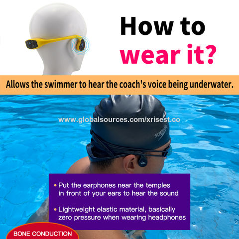 Casque d'entraînement à la natation étanche à Conduction osseuse, récepteur  H906C, 12 fréquences de canal, ergonomie, charge magnétique, natation