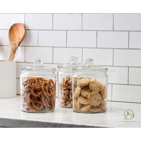 Buy Wholesale China Large Capacity Wide Mouth Glass Storage Jars With  Sealed Glass Lid Glass Food Container Glass Jars Glass Jar For Kitchen  Cookie & Glass Jar at USD 1.42