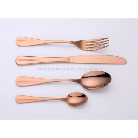 Juego de cubertería de acero inoxidable de lujo de 40 piezas de oro rosa, cuchara de postre, cuchillo, tenedor, vajilla reutilizable