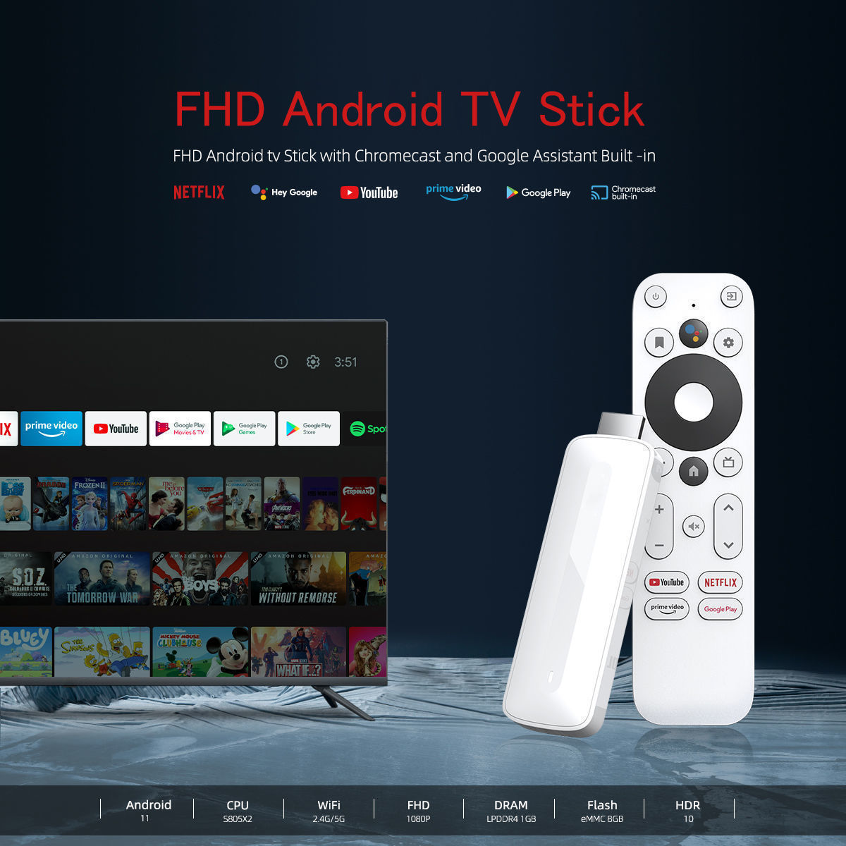 Android Tv Stick [ Certificación Google Netflix] Dispositivo