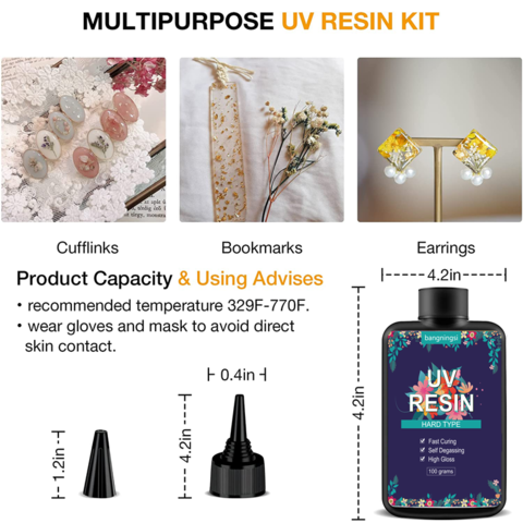 UV Resin and Uv Light With Open Back Bezels Jewelry Making Kit Clear 100g  Hard Resin, Uv Light, Resin Craft Supplies, Resin Beginner Kit 