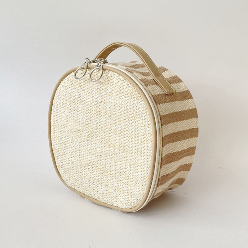 Raffia Twill Zip-Top Travel Tote