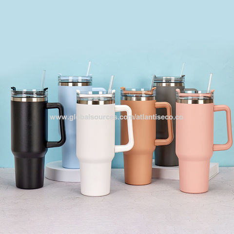 Reusable Vacuum Quencher Tumbler with Straw, Leak Resistant Lid