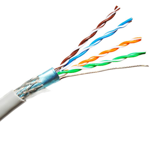 Conductor 0.51mm FUTP 4 Pairs Double Jacket Cat5e Lan Ethernet Cable 24AWG