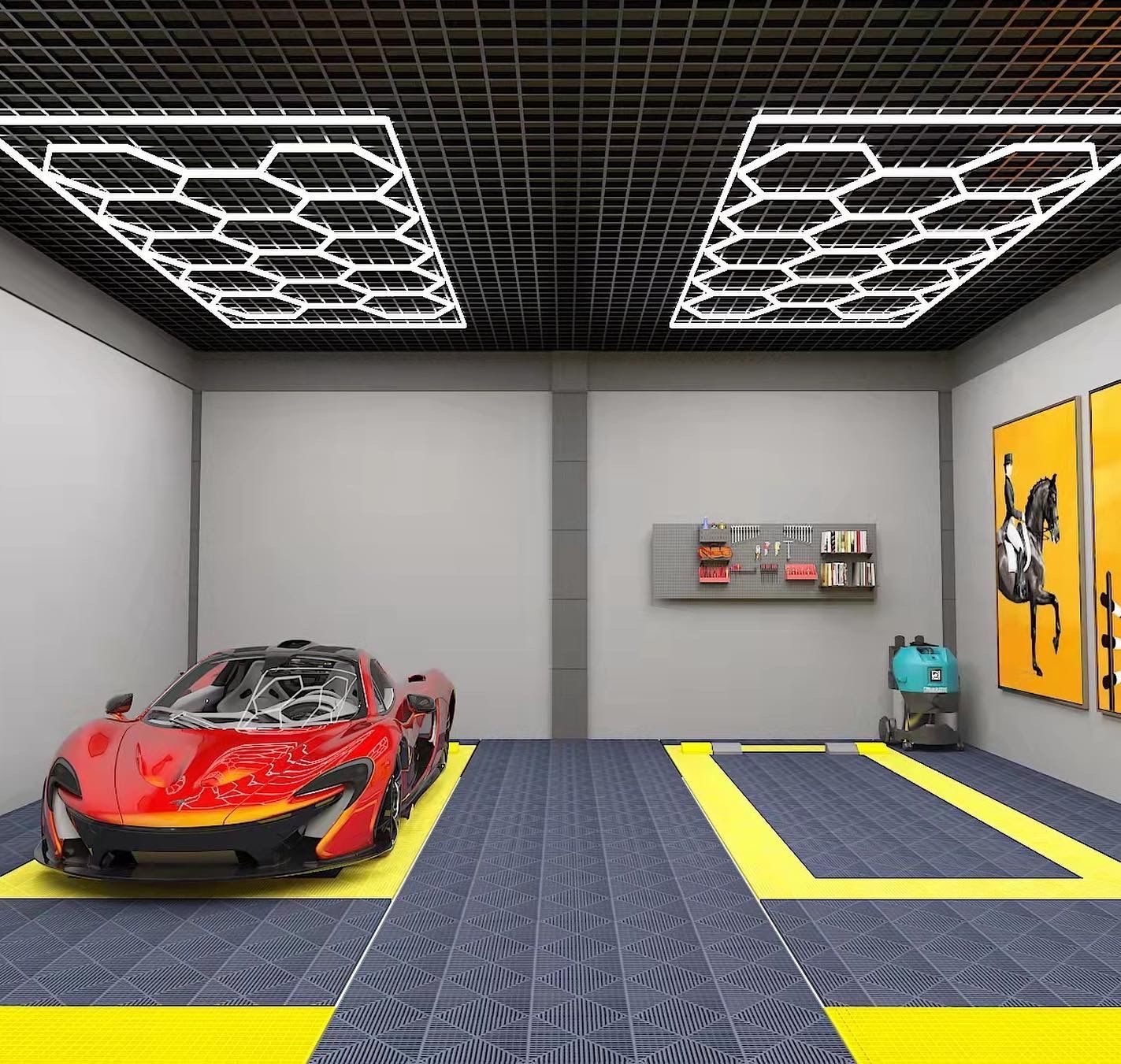 Customized Hexagon LED Lighting Car Detail Retail Garage Workshop 🇬🇧 Inc  VAT
