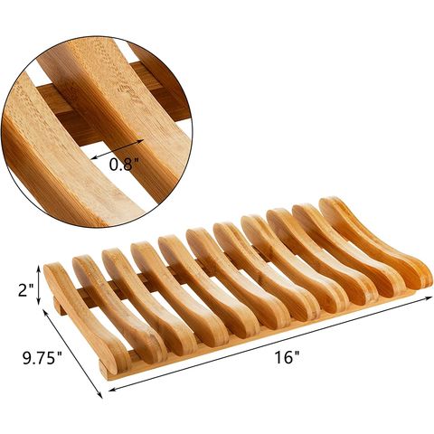 2 Pcs Wooden Dish Rack Bamboo Plate Rack Stand Pot Lid Holder, Dish Drying  Rack Kitchen Cabinet Org
