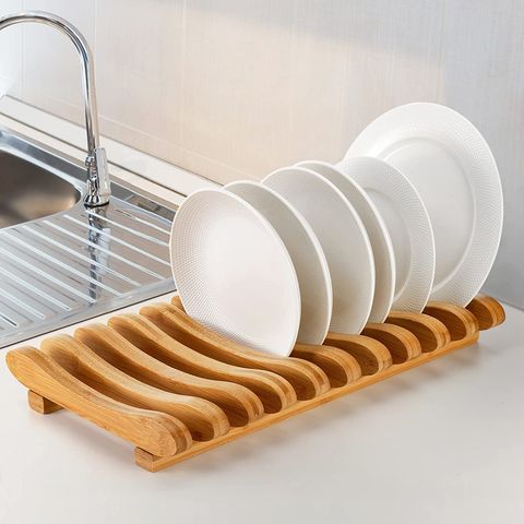 Bamboo Dish Drying Rack Utensil Holder Collapsible Wooden Dish Drainer Rack  2-Tier Folding Drying Holder for Kitchen Counter - AliExpress