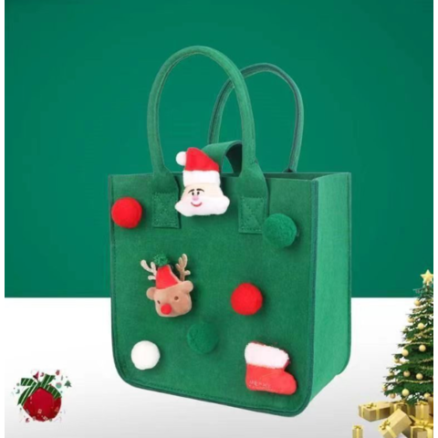 Bolsa grande de regalo de fieltro rojo y blanco para Navidad, regalos de  Navidad