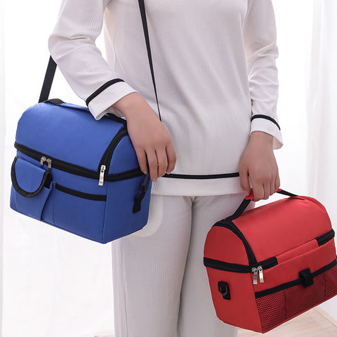 Portable Leather Insulated Lunch Bag Large Capacity Double Layer