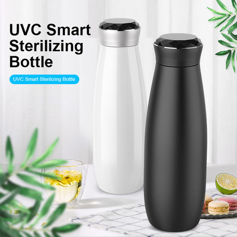 14 oz Stainless Steel Self-Cleaning Smart UV Water Bottle, White