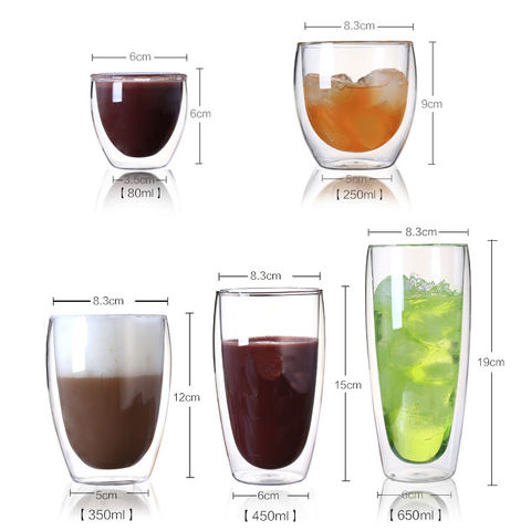 80ml Double Wall Glass Mugs Clear Borosilicate Glass Mugs Heat-resistant  Tea Hot Beverage Wine Coffee Cup Birthday Gifts