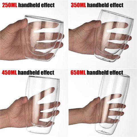 80ml Double Wall Glass Mugs Clear Borosilicate Glass Mugs Heat-resistant  Tea Hot Beverage Wine Coffee Cup Birthday Gifts