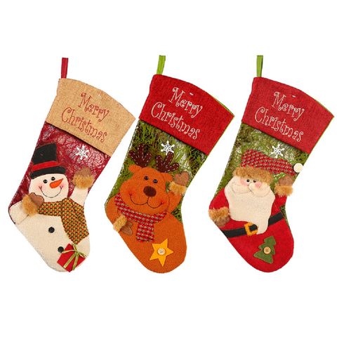 Comprar Calcetines con patrón de medias navideñas, con cordón, bonito  muñeco de nieve, regalo de Navidad, bolsa de dulces, 1 ud.