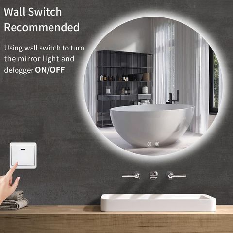 Miroir de salle de bain RGB LED, grand miroir de vanité rétro