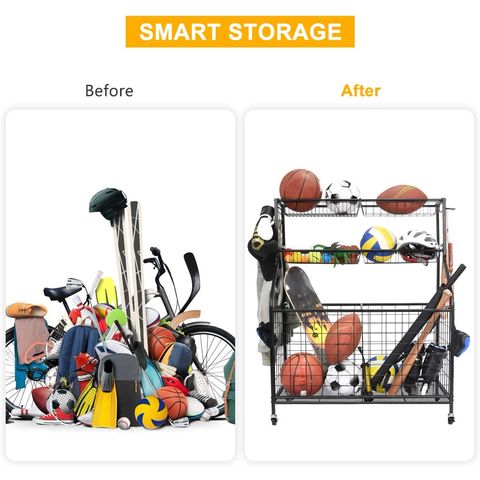 Sunday Yoga mat storage basket fitness equipment storage rack toy storage  rack badminton wheel storage basket 1pc