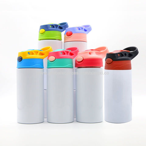 20oz Blank Sublimation Sippy Cup for Children White Straight Stainless Steel Kids Drinking Tumbler Sport Water Bottles with Handle, Yellow