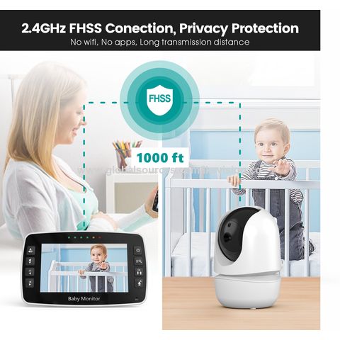 Baby Monitor with 2 Camera and Audio 4.3 LCD Split Screen 1000ft Range  Rechargeable Battery 2-Way Audio Baby Crying Detection Night Vision