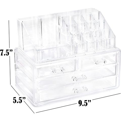 Simplify Clear Jewelry and Cosmetic Organizer Box with Bamboo Lid