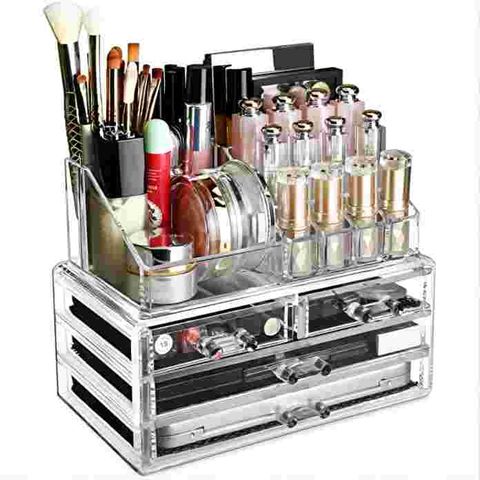 Clear Cosmetic Storage Organizer, Clear Makeup Organizer with 4 Storage  Drawers, Clear Acrylic Skincare Bathroom Counter Organizer, 2 Tier Cosmetic  Display Case for Vanity, Bathroom Counter or Dresser 