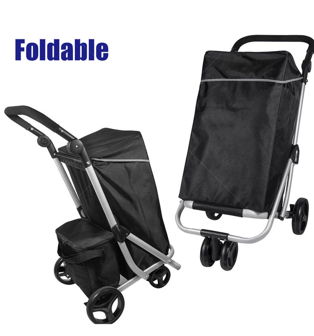 Polyester Portable Handy Foldable Bag Wheel Cart Shopping Trolley - Green -  On Sale - Bed Bath & Beyond - 33902529