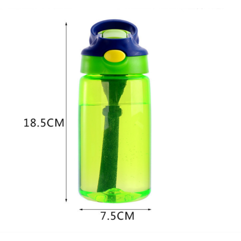Botella de agua infantil de tritán sin BPA con pajita, 480 ml, personalizable para B2B
