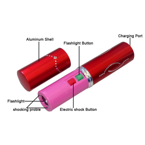Personal Protection Non Lethal Lipstick Stun Gun Keychain Self Defense Kit for Women stun gun with LED flashlight