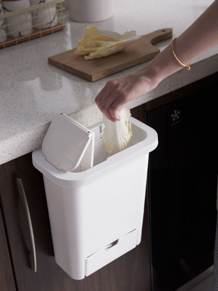 Hanging Trash Can For Kitchen, Bottom With Storage Drawer, Flip-type ...