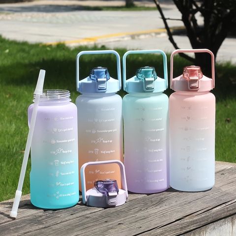 2.2L Water Bottle Large Capacity Kettle with Straw Sport Fitness Camping  Cycle Outdoor Portable Gym Big Water Cup with Scale Mug