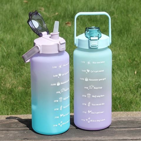 2 Liter Sports Water Bottle Fitness Kettle With Straw Outdoor Big Large  Capacity Gradient Plastic Portable Reusable Water Bottle - AliExpress