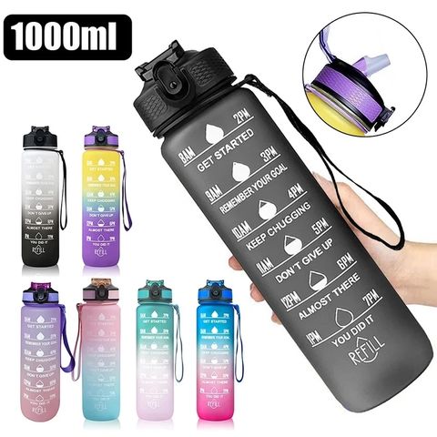 Portable 1000ml Outdoor Water Bottle With Straw With Straw For