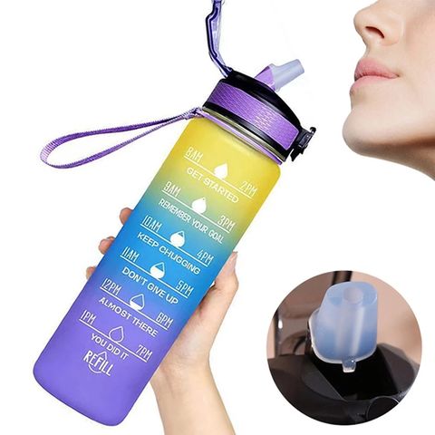 1 Liter Motivational Water Bottle With Straw Noozle with Time Marker  Leakproof Sports Water Bottle for Gym Camping Tour 32oz