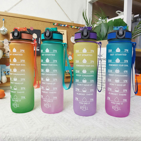 1 Liter Motivational Water Bottle With Straw Noozle with Time Marker  Leakproof Sports Water Bottle for Gym Camping Tour 32oz