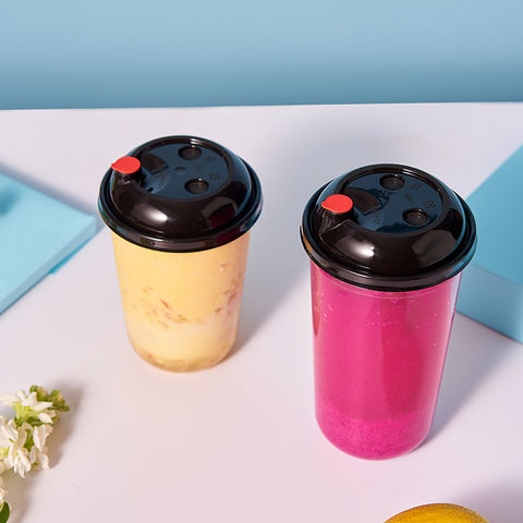 Disposable Plastic Cups with Lids Juice Coffee Milky Tea For Party