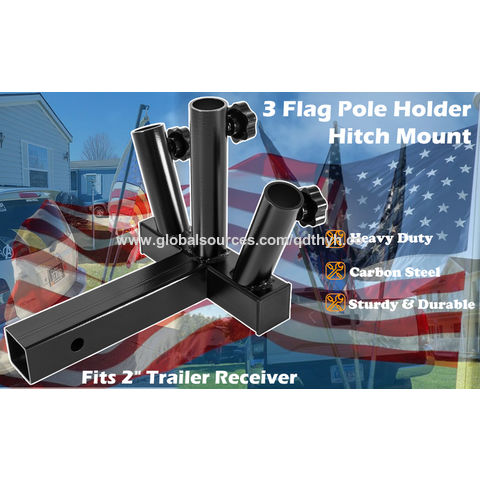 Upgrade Hitch Mount 3 Flag Pole Holder Heavy Duty Universal