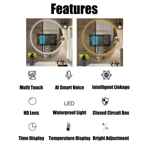 TV de baño con pantalla táctil de 32 pulgadas, TV inteligente miroir, wifi, brillo impermeable, 500, Full HD, Android 11,0, televisión