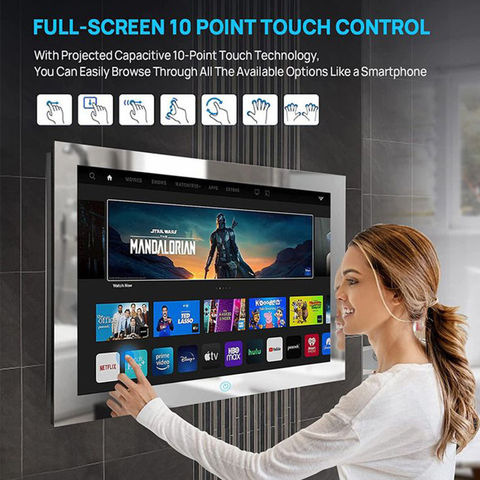 TV de baño con pantalla táctil de 32 pulgadas, TV inteligente miroir, wifi, brillo impermeable, 500, Full HD, Android 11,0, televisión