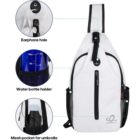 WATERFLY Crossbody Sling Bag Small Water Resistant Backpack Lightweight  Shoulder Chest Daypack for Men Women Hiking Travel