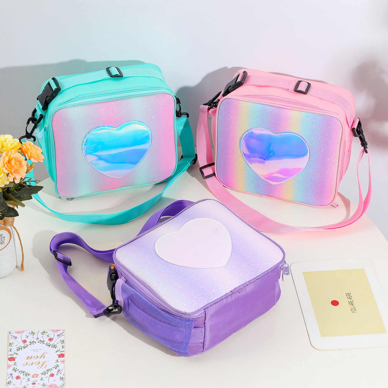 Glitter Unicorn Lunch Bag - Insulated Waterproof 3D Lunch Box for