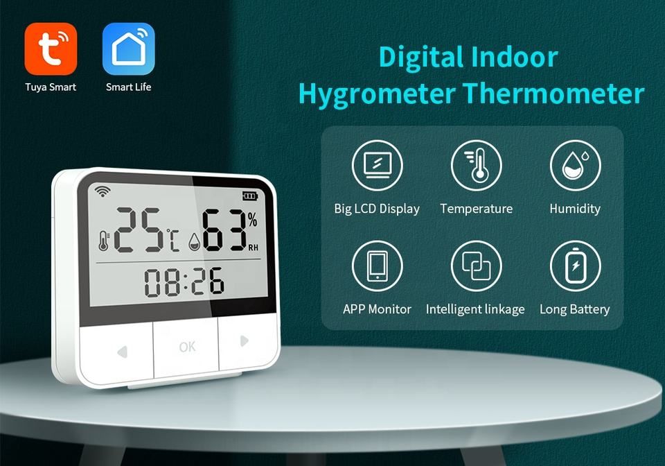 Hot TUYA Smart WiFi Temperature Humidity Sensor Link with Alexa Control  Detector