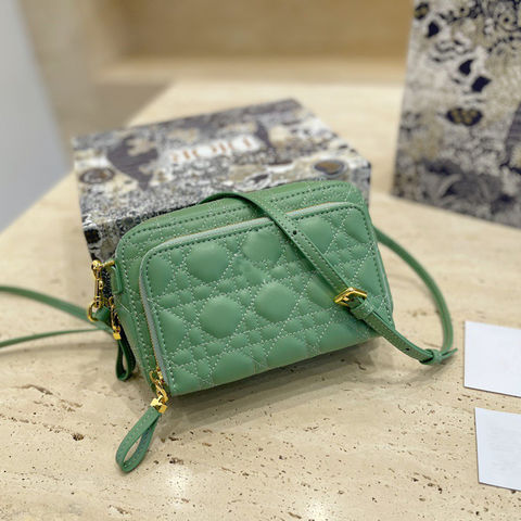 Shop Christian Dior DIOR CARO Unisex Plain Leather Folding Wallet